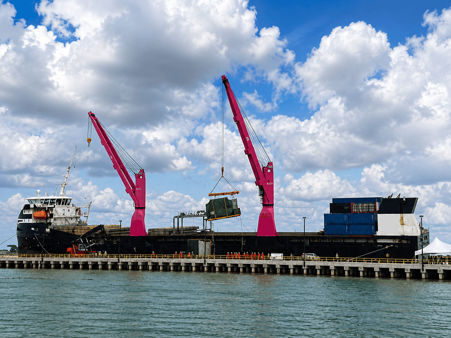 Project cargo discharge operation at Tristar Port of Guyana.